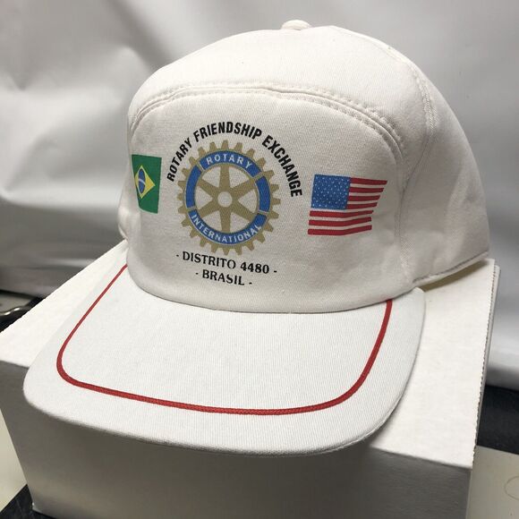 Rotary Intl Friendship Exchange Brazil Distrito 4480 Snapback Hat Cap White Red - Picture 3 of 10